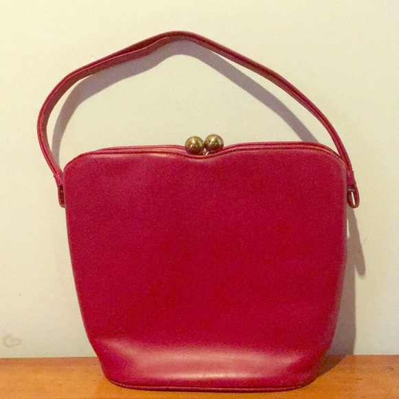 Vintage Handbags - Vintage Red Leather Handbag